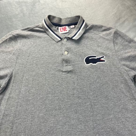Lacoste LIVE Mens Gray Short Sleeve Oversized Logo Polo Shirt Size Small - Picture 6 of 8